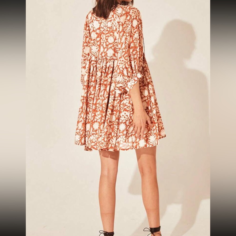Boho floral print lantern sleeve dress - Picture 3 of 6